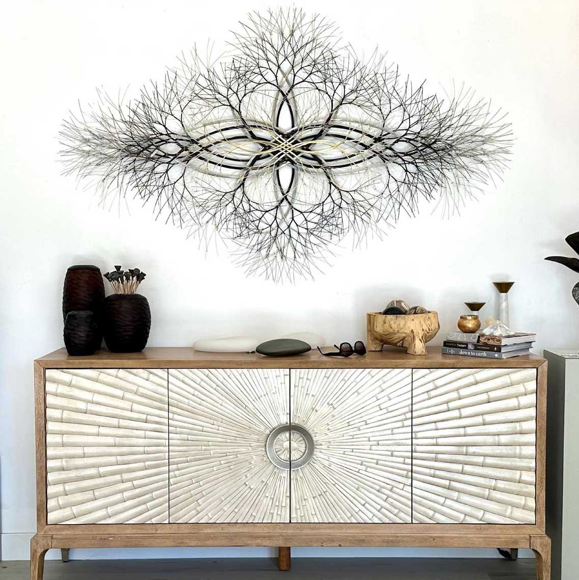 Sculpture above fireplace